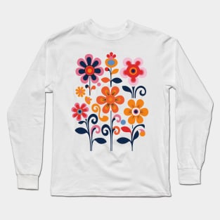 Blossom Burst Tee - Bold Abstract Flower - Trendy Women's Top Long Sleeve T-Shirt